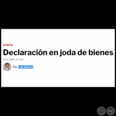 DECLARACIÓN EN JODA DE BIENES - Por LUIS BAREIRO - Domingo, 24 de Abril de 2022